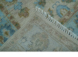 Custom Made Traditional Oriental Design Ivory And Blue Hand knotted Wool Area Rug