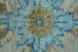 Custom Made Traditional Oriental Design Ivory And Blue Hand knotted Wool Area Rug