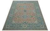 Custom Made Traditional Oriental Design Pink And Blue Hand Tufted Wool Area Rug