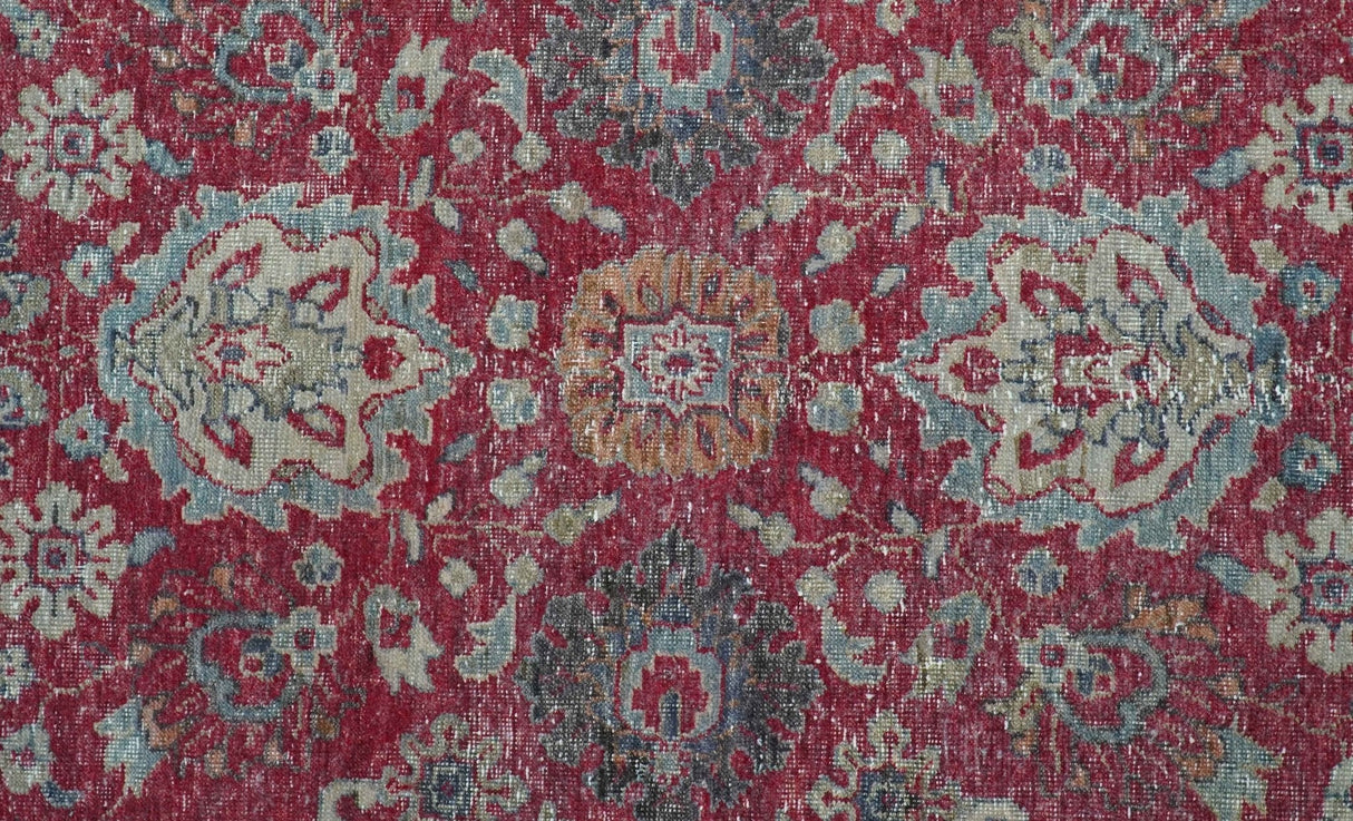 Custom Made Traditional Oriental Design Red And Blue Hand Knotted Wool Area Rug