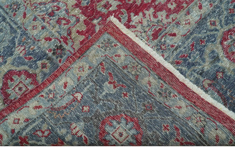 Custom Made Traditional Oriental Design Red And Blue Hand Knotted Wool Area Rug