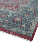 Custom Made Traditional Oriental Design Red And Blue Hand Knotted Wool Area Rug
