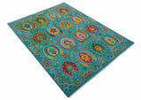 Custom Made Traditional Oriental Design Teal Hand Knotted Wool Area Rug