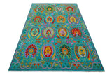 Custom Made Traditional Oriental Design Teal Hand Knotted Wool Area Rug