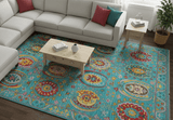 Custom Made Traditional Oriental Design Teal Hand Knotted Wool Area Rug