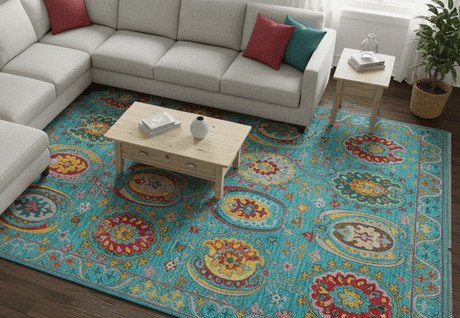 Custom Made Traditional Oriental Design Teal Hand Knotted Wool Area Rug