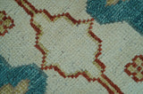 Custom Made Traditional Oriental Oushak Ivory And Blue Hand Knotted Wool Rug