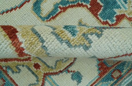 Custom Made Traditional Oriental Oushak Ivory And Blue Hand Knotted Wool Rug