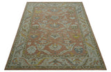 Custom Made Traditional Oriental Rust And Ivory Hand Tufted Wool Area Rug