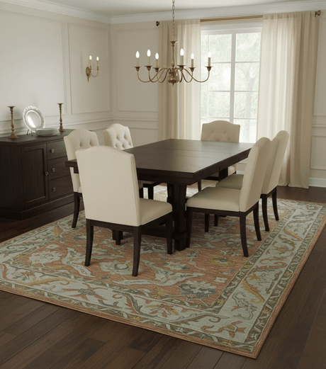 Custom Made Traditional Oriental Rust And Ivory Hand Tufted Wool Area Rug