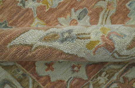 Custom Made Traditional Oriental Rust And Ivory Hand Tufted Wool Area Rug