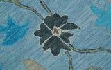 Custom Made Traditional Oushak Blue And Beige Hand Tufted Wool Area Rug