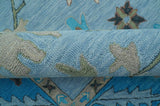 Custom Made Traditional Oushak Blue And Beige Hand Tufted Wool Area Rug
