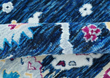 Custom Made Traditional Oushak Blue And Ivory Hand Knotted Wool Rug