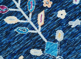 Custom Made Traditional Oushak Blue And Ivory Hand Knotted Wool Rug