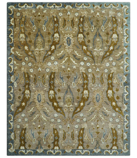 Custom Made Traditional Oushak Brown Hand Tufted Wool Area Rug
