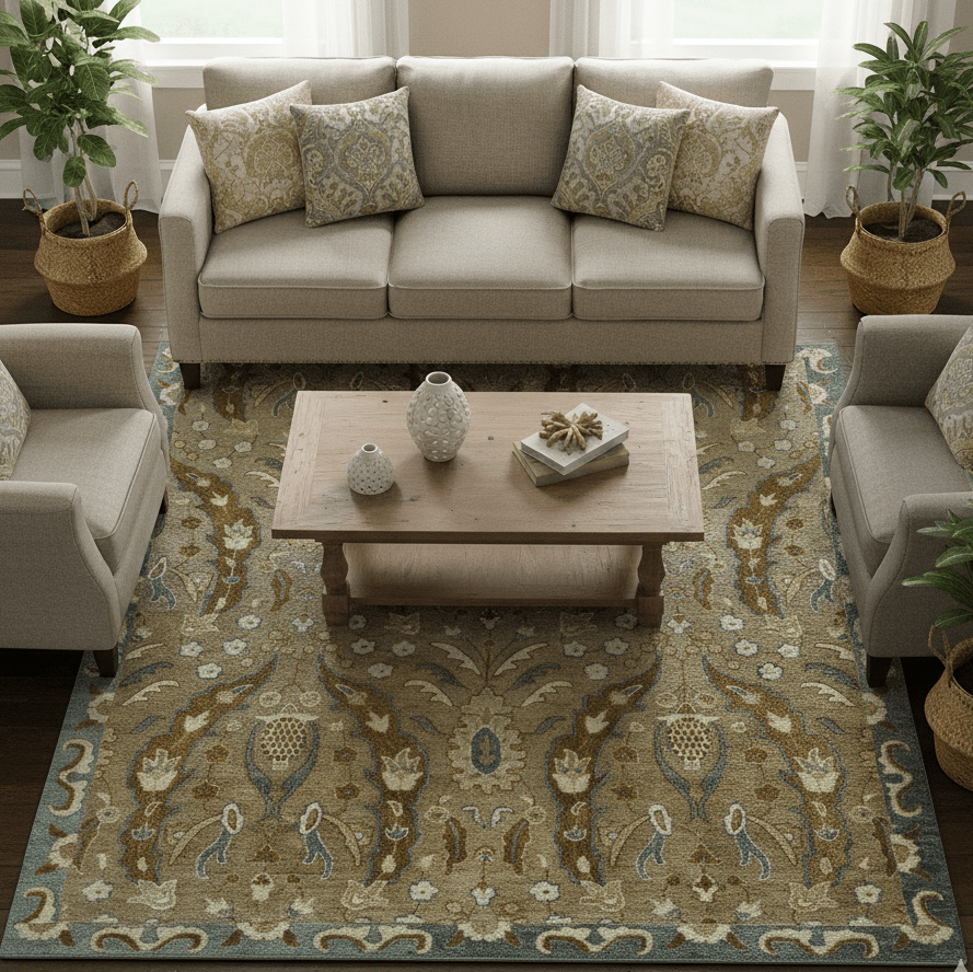 Custom Made Traditional Oushak Brown Hand Tufted Wool Area Rug