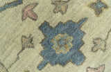 Custom Made Traditional Oushak Design Beige And Blue Hand Tufted Wool Area Rug
