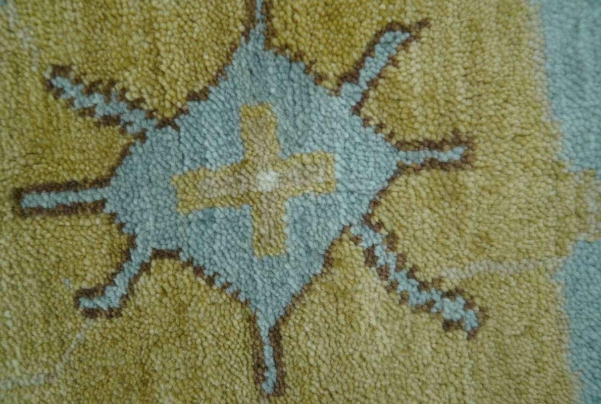Custom Made Traditional Oushak Design Blue Hand Knotted Wool Area Rug