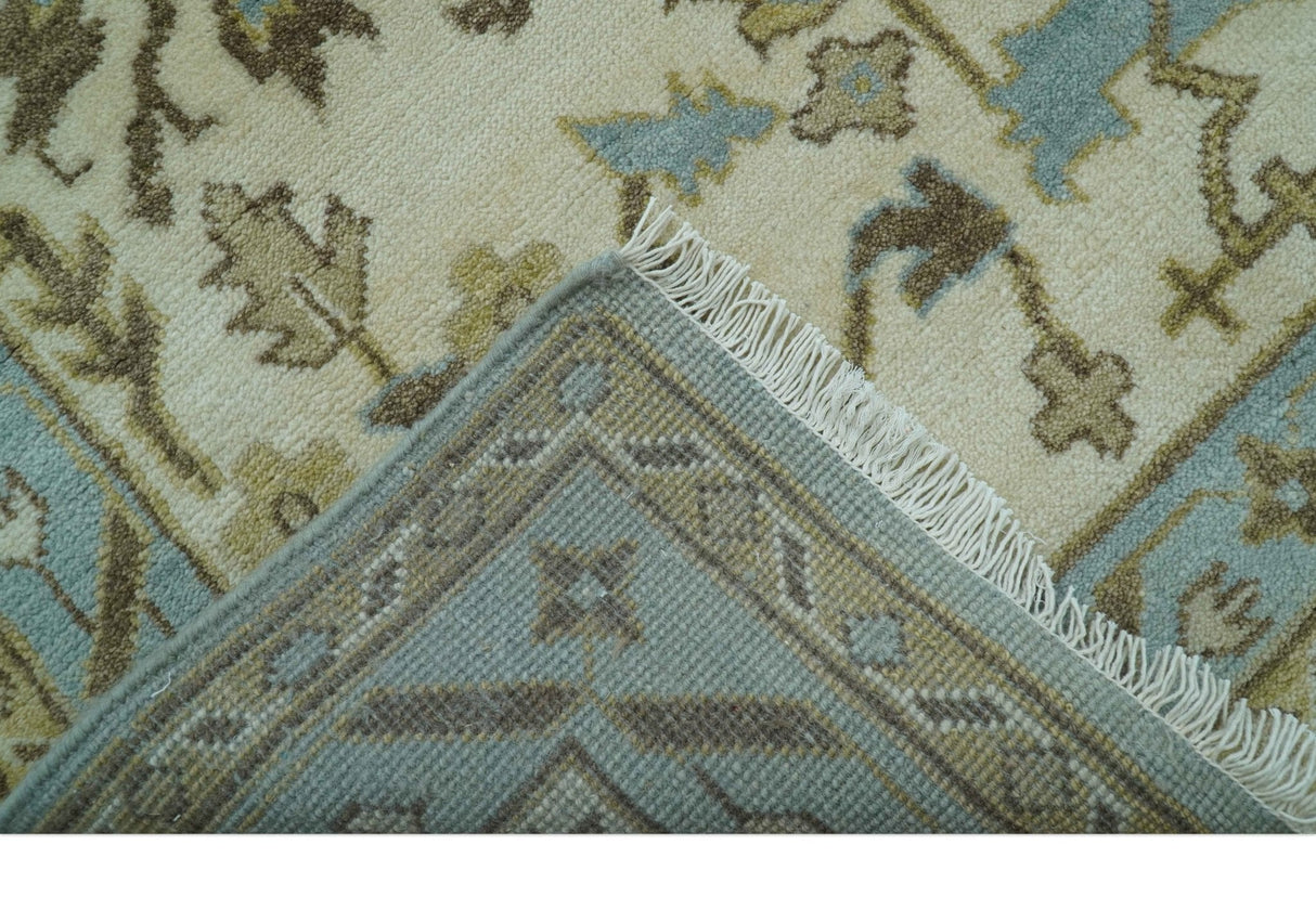 Custom Made Traditional Oushak Design Blue Hand Knotted Wool Area Rug
