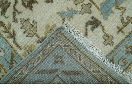Custom Made Traditional Oushak Design Blue Hand Knotted Wool Area Rug