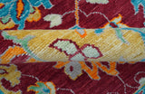 Custom Made Traditional Oushak Design Maroon Hand Knotted Wool Area Rug