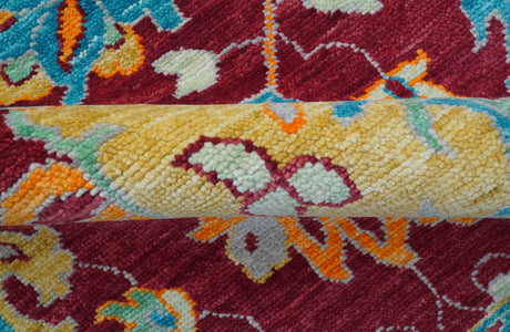 Custom Made Traditional Oushak Design Maroon Hand Knotted Wool Area Rug