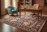 Custom Made Traditional Oushak Design Maroon Hand Knotted Wool Area Rug