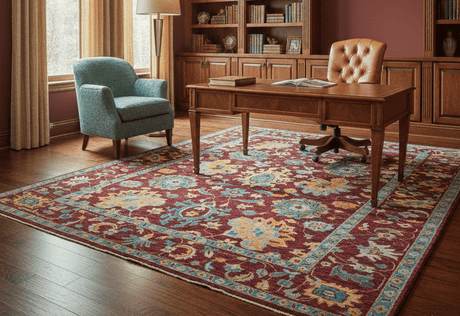 Custom Made Traditional Oushak Design Maroon Hand Knotted Wool Area Rug