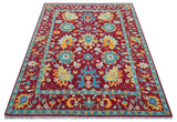 Custom Made Traditional Oushak Design Maroon Hand Knotted Wool Area Rug