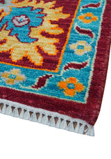 Custom Made Traditional Oushak Design Maroon Hand Knotted Wool Area Rug