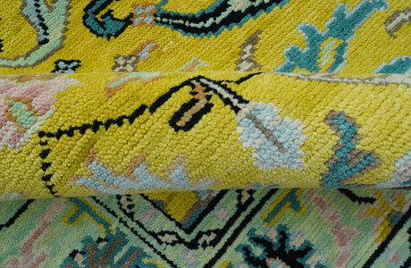 Custom Made Traditional Oushak Design mustard Hand Knotted Wool Area Rug