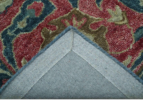 Custom Made Traditional Oushak Design Teal Hand Tufted Wool Rug