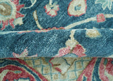 Custom Made Traditional Oushak Design Teal Hand Tufted Wool Rug