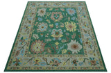 Custom Made Traditional Oushak Green Hand Tufted Wool Area Rug