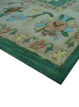 Custom Made Traditional Oushak Green Hand Tufted Wool Area Rug