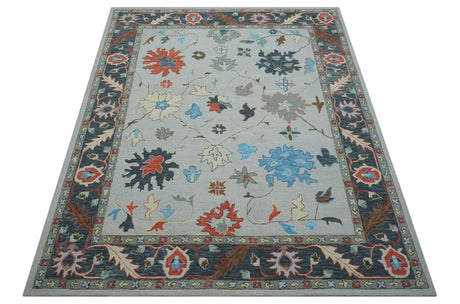 Custom Made Traditional Oushak Silver Hand Tufted Wool Area Rug