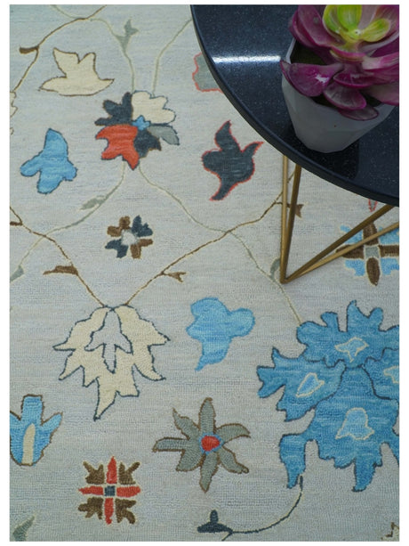Custom Made Traditional Oushak Silver Hand Tufted Wool Area Rug