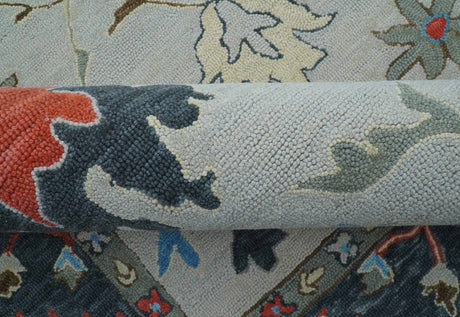 Custom Made Traditional Oushak Silver Hand Tufted Wool Area Rug