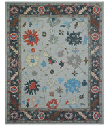 Custom Made Traditional Oushak Silver Hand Tufted Wool Area Rug