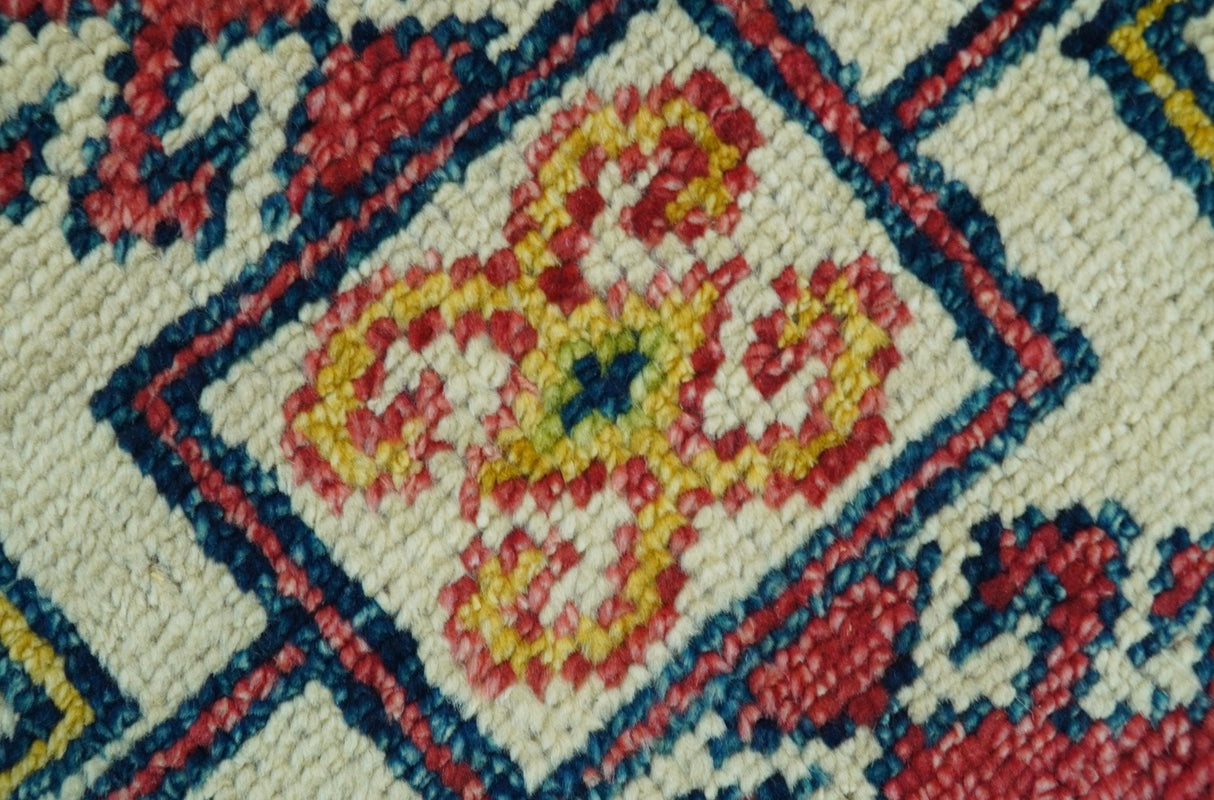 Custom Made Traditional Persian Design Red And Ivory Hand Knotted Wool Rug