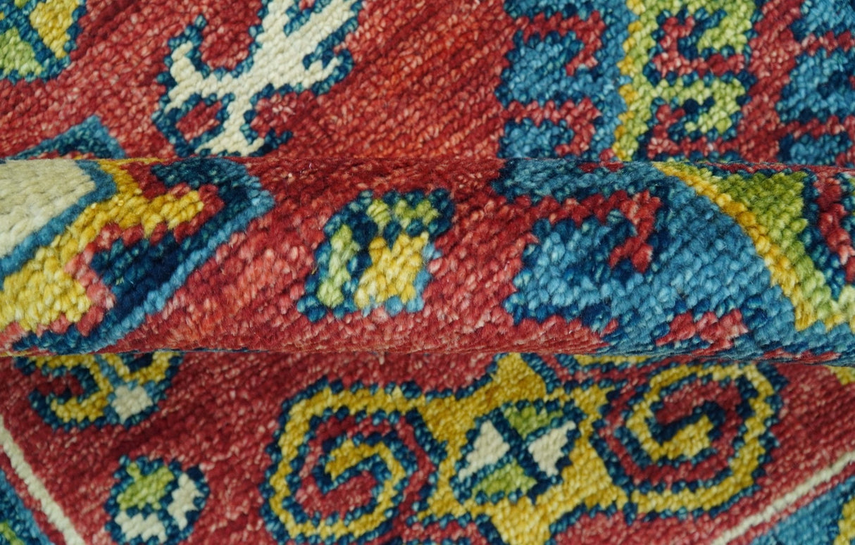 Custom Made Traditional Persian Design Red And Ivory Hand Knotted Wool Rug