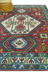 Custom Made Traditional Persian Design Red And Ivory Hand Knotted Wool Rug