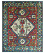Custom Made Traditional Persian Design Red And Ivory Hand Knotted Wool Rug