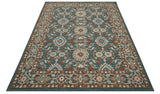 Custom Made Traditional Persian Design Silver, Blue And Rust Hand Tufted Wool Area Rug