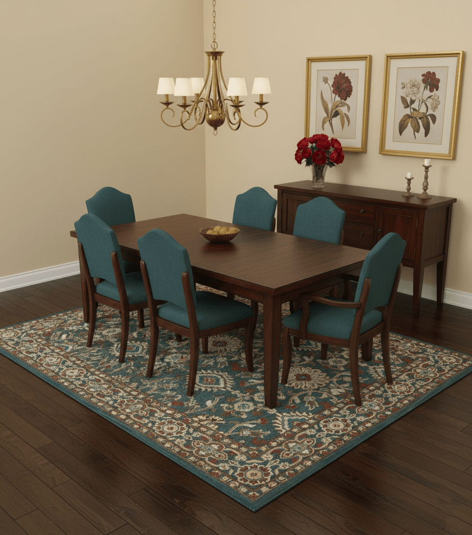 Custom Made Traditional Persian Design Silver, Blue And Rust Hand Tufted Wool Area Rug