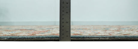 Custom Made Traditional Persian Design Silver, Blue And Rust Hand Tufted Wool Area Rug