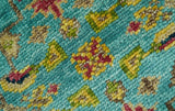Custom Made Traditional Serapi Design Blue And Mustard Hand Knotted Wool Rug