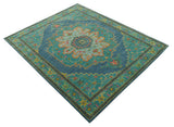 Custom Made Traditional Serapi Design Blue And Yellow Hand Tufted Wool Rug