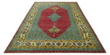 Custom Made Traditional Serapi Red And Blue Hand Knotted Wool Rug